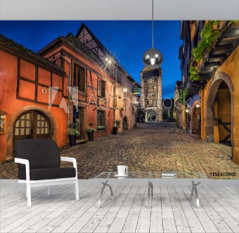 Picture of Dolder Tower and traditional houses in Riquewihr France